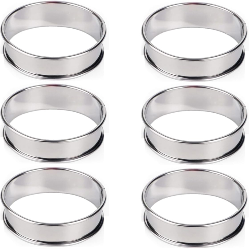 Ensemble d'anneaux ronds en acier inoxydable pour tarte aux muffins, moule à gâteau, anneau à mousse aux œufs, double anneau roulé, outil de cuisson bricolage, 8 cm, 10cm, 2 pièces, 4/6 pièces: vert militaire