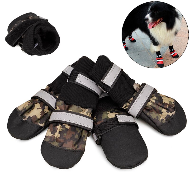 Waterproof Anti Slip Medium Big Dog High Shoes for Large Dogs Camouflage Reflective Pet Snow Boots Greyhound Bulldog Accessories