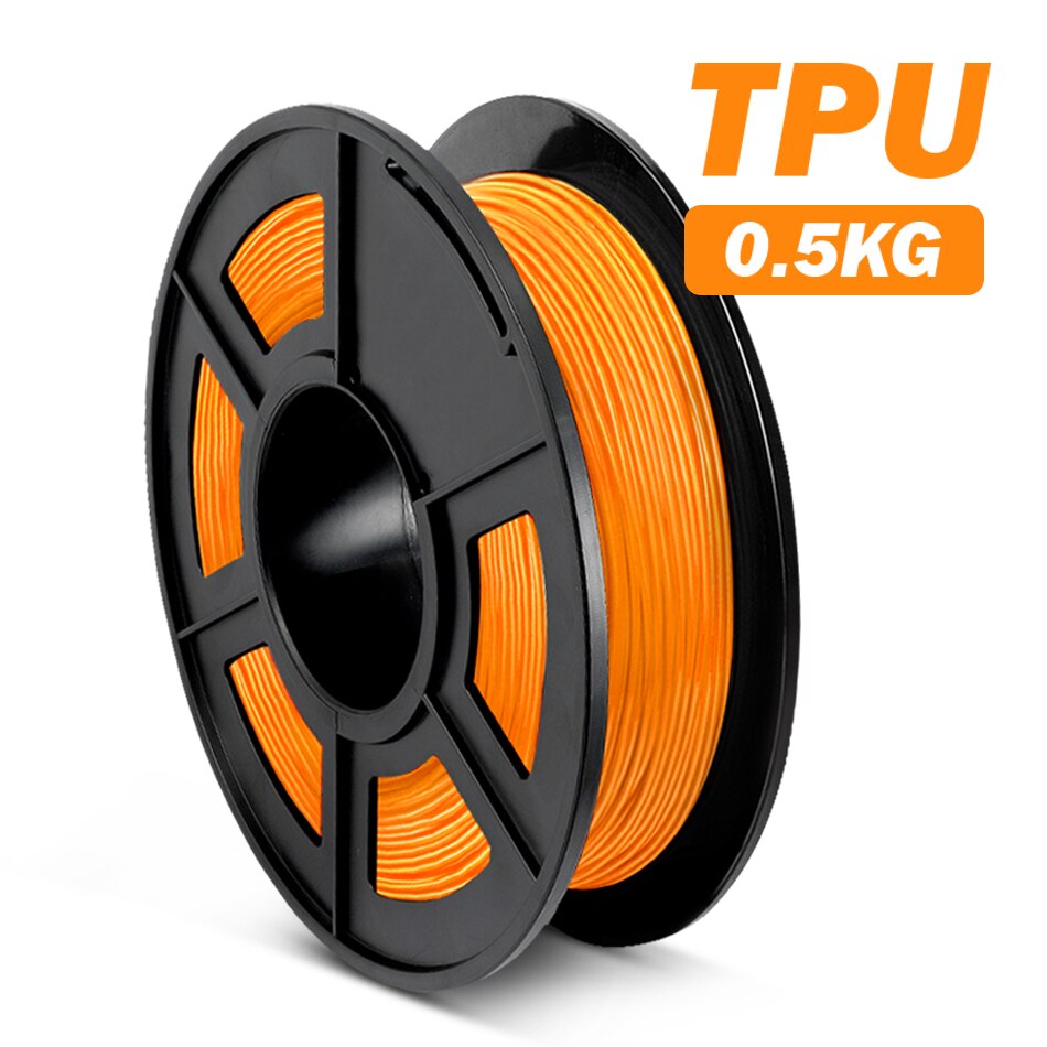 SUNLU TPU Filament 1,75 MM 0,5 kg Hohe Widerstandsfähigkeit flexibel TPU 3d Drucker Filament 100% Keine blasiert: TPU orange