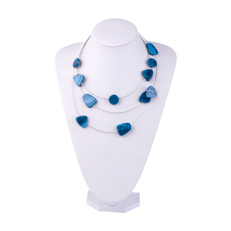 Vintage résine colliers pour femmes avec acrylique géométrique coeur pendentifs en métal longues chaînes colliers fête nouveaux bijoux: blue