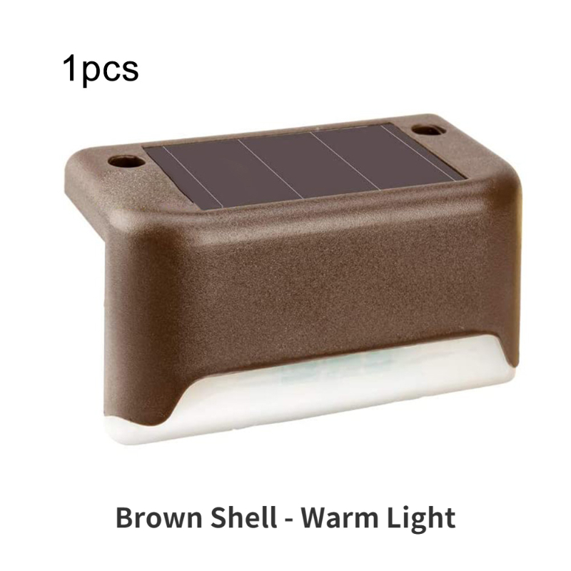 Solar led lys udendørs trappe lampe vandtæt varm balkon have gård dekoration landskab hegn dæk lys: Sol lysebrun / 4 stk