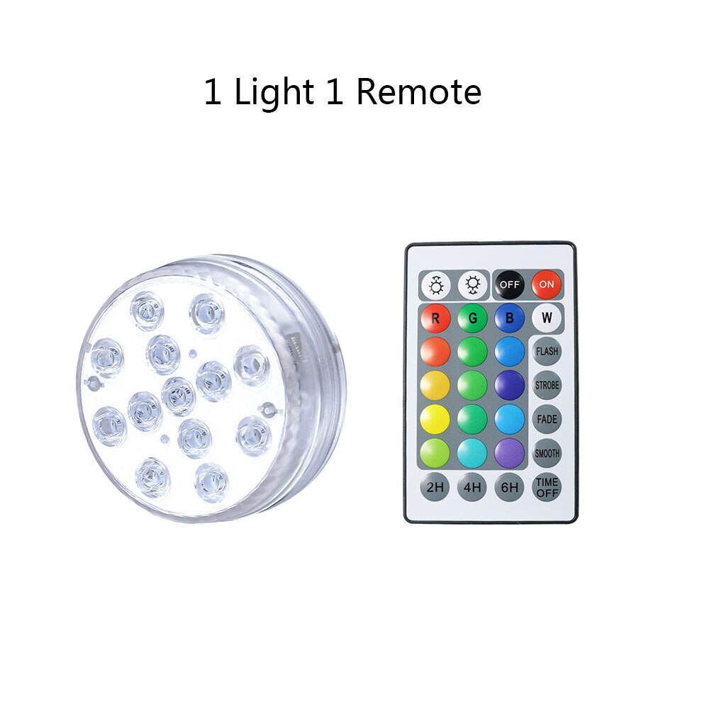 13 Led Remote Control RGB Submersible Light AA Battery Operated Underwater Night Lamp Outdoor Vase Bowl Garden Party Decoration: 1 light 1 Remote / 7CM