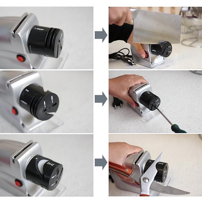 Electric Knife Sharpener Sharp Motorized Grindstone Sharpening Tool Grinding Scissors Kitchen Supplies EU Plug