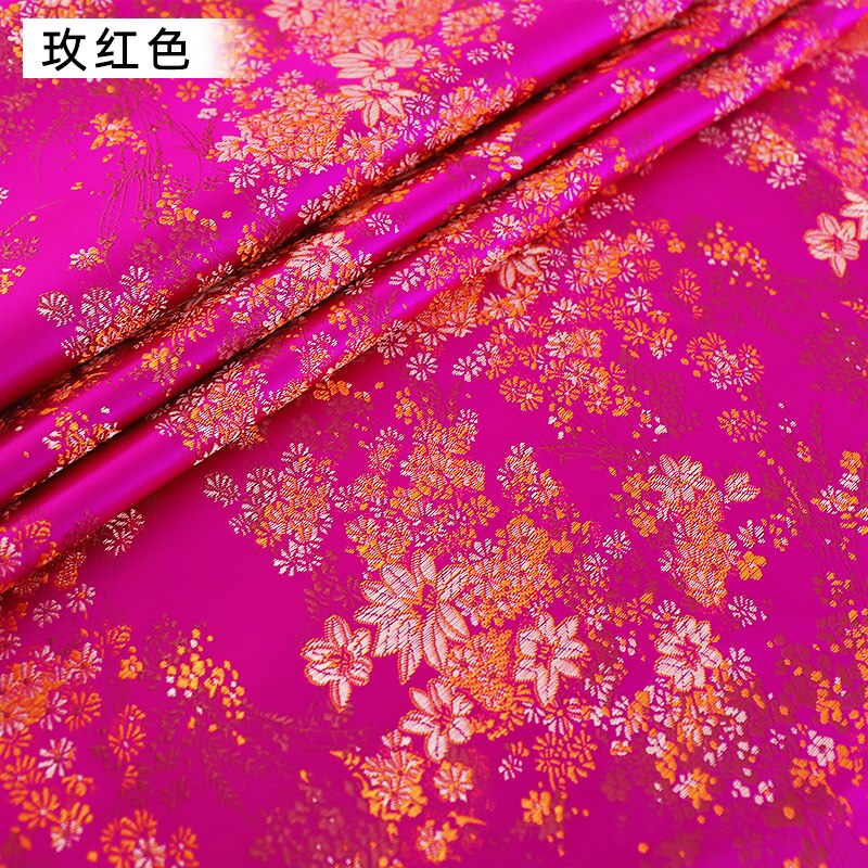 Brokade satin stof bredde 114cm smukke kjole stof materiale til fremstilling af cheongsam og kimono: Rosenrød