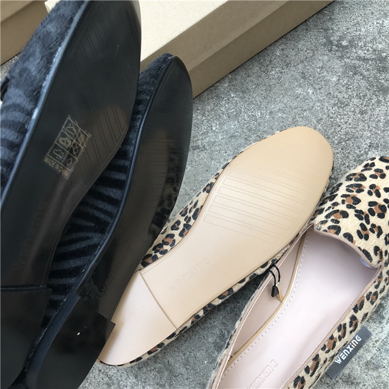 Zwart Lente Platte Schoenen Vrouwen Zebra Print Loafers Comfort Grote Size Gezellige Werk Schoenen Ronde Neus Slip-On dames Oxfords Flats