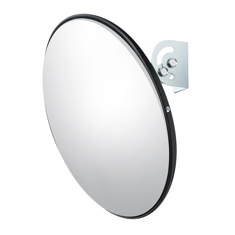 30Cm Wide Angle Security Road Mirror Curved for Indoor Burglar Outdoor Safurance Roadway Safety Traffic Signal Convex Mirror(Bla