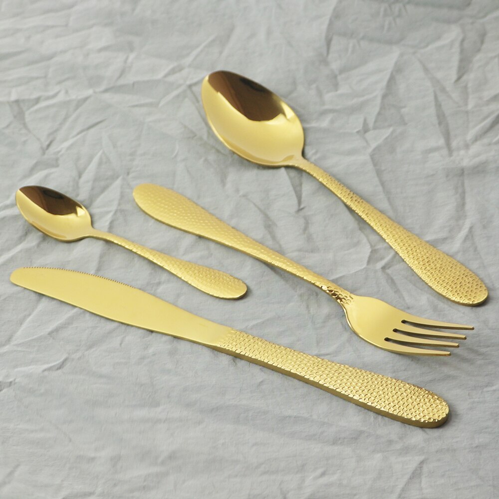 Black Western Flatware Set 4/8/16Pcs Cutlery Set Knives Forks Tea Spoons Tableware Set Stainless Steel Dinnerware Silverware Set