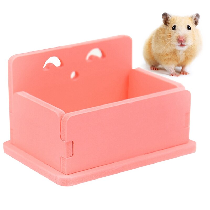 Hamster Food Dish Rectangle Plastic Bird Feeding Bowl Small Animals Food Bowl For Rodent/Guinea Pig/Rat/Hedgehog: Pink
