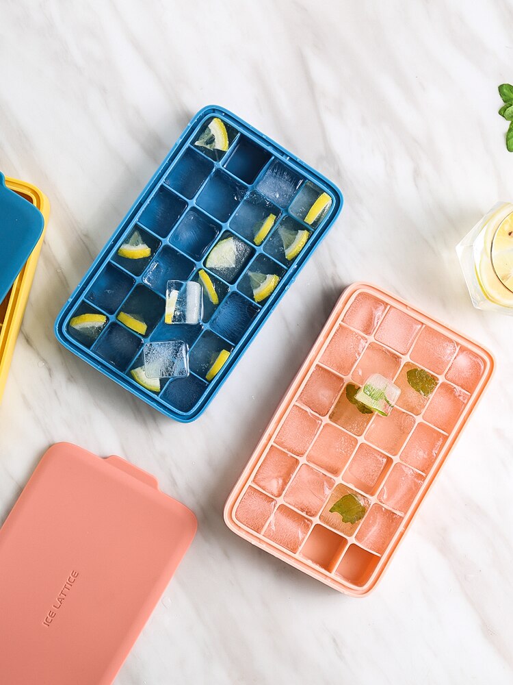 Silicone ice tray ice box with lid home homemade small quick freezer refrigerator frozen ice mold