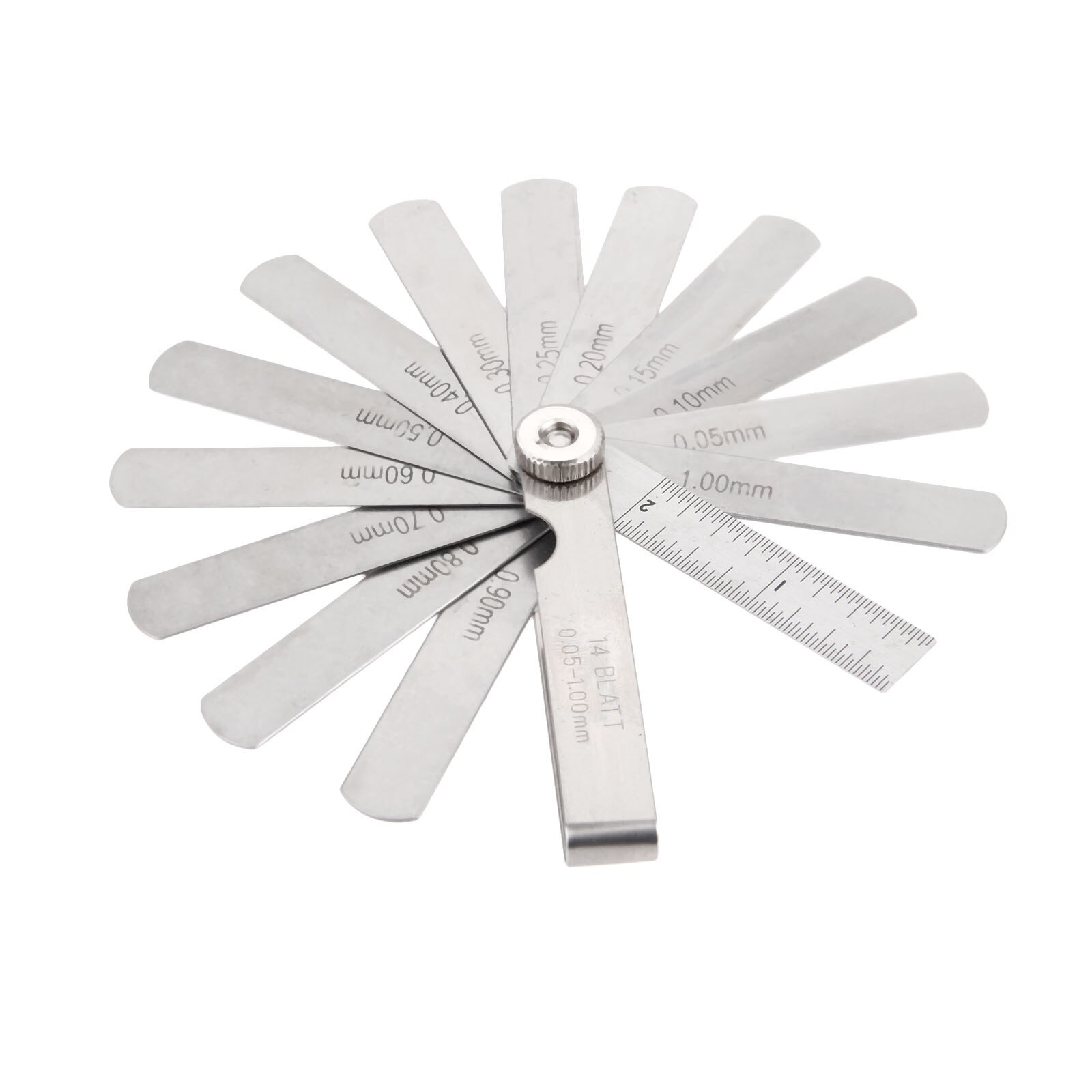 Dreld 1Pc 14 Blade 0.05-1Mm Dikte Voelermaat Gage Roestvrij Staal Meten Gereedschap Metric Gap Filler gage Voor Meting
