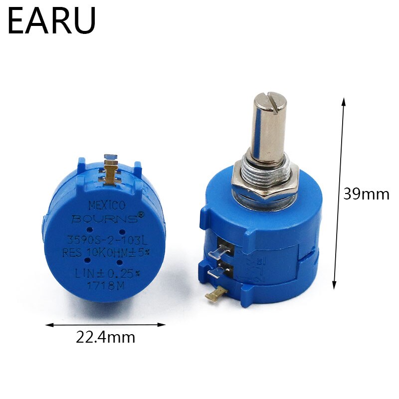 10 pces 3590s-2-103l 10k precisão multi-turn potenciômetro (10 voltas) resistência ajustável
