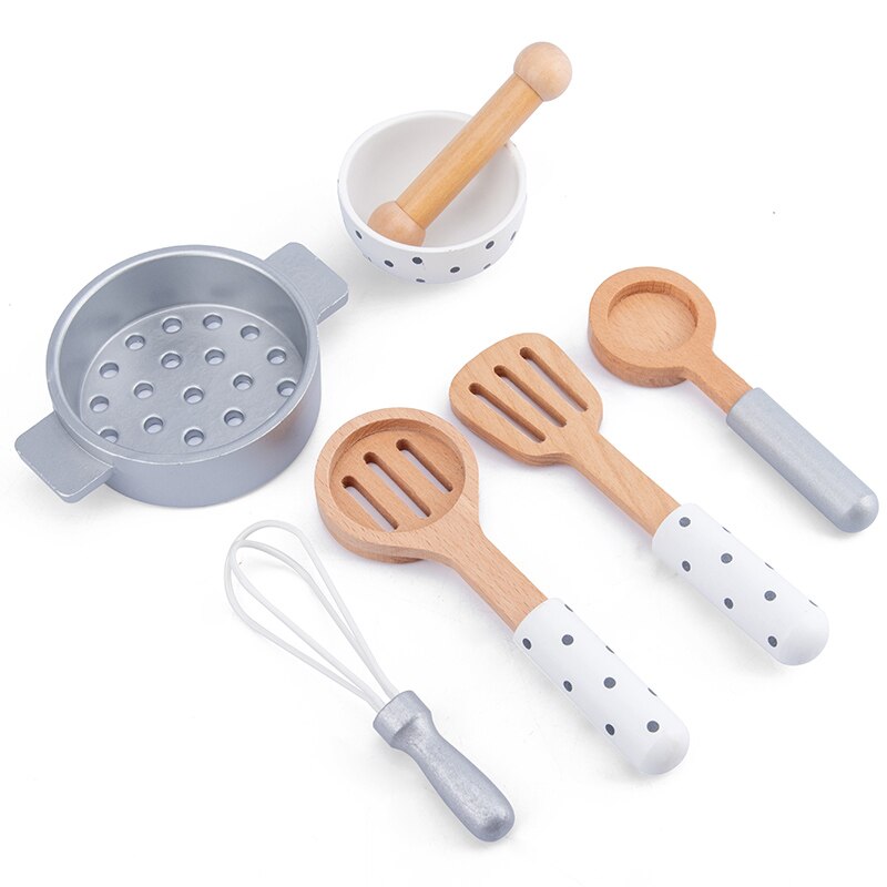 Wooden kids toy simulation hamburger fries set juicer coffee machine playhouse simulation real life kitchen utensils game toys: Kitchenware