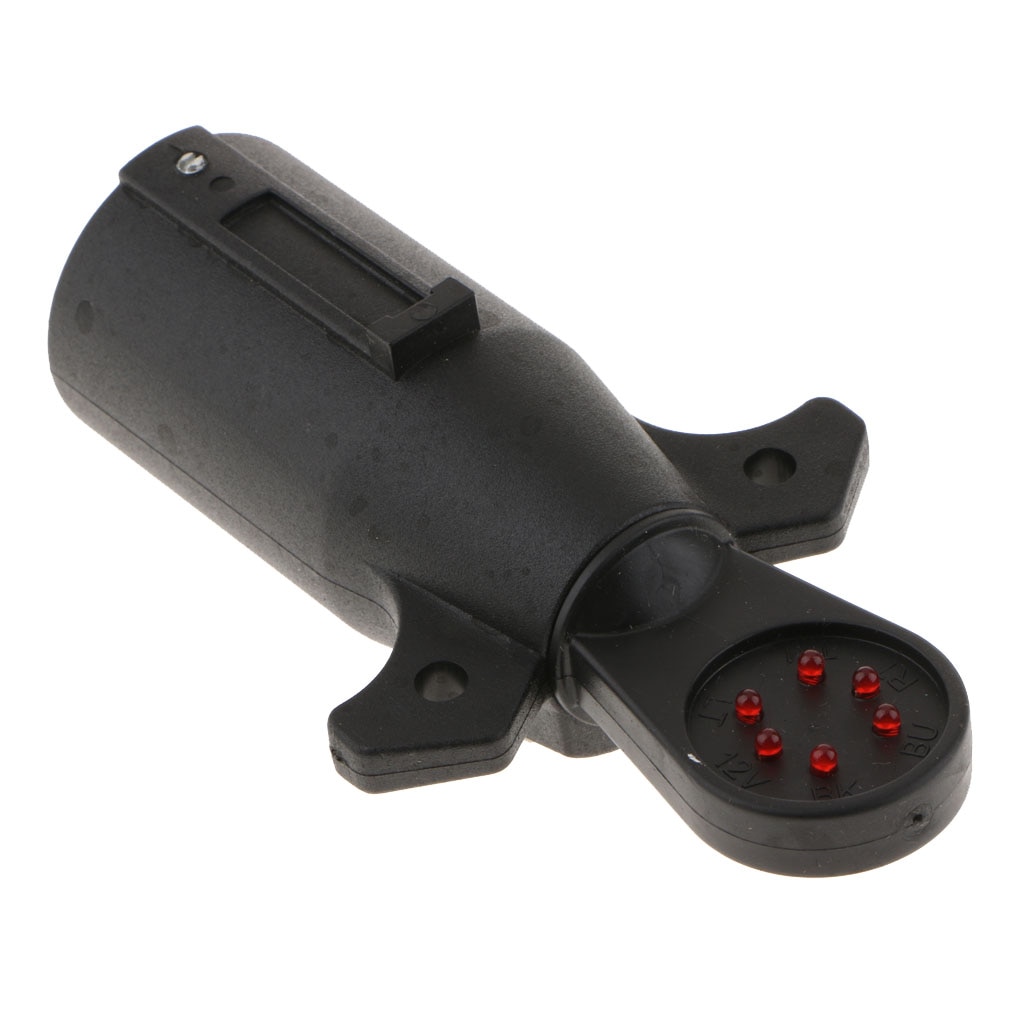 Black 7 Pin Blade Round Trailer Light Plug Connector Adapter for RV Boat