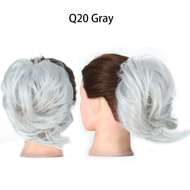 Chignon élastique synthétique pour queue de cheval, postiche, chignon: Q20-GREY