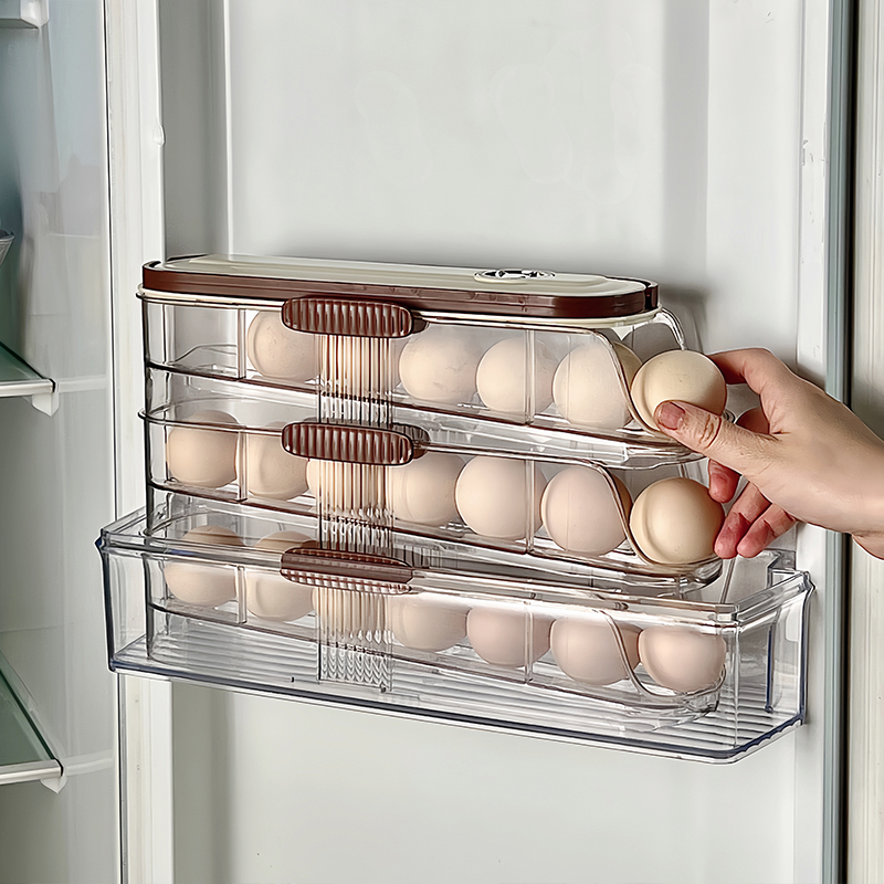 1 STKS Thuis Koelkast Ei Organisator Glijdende Eierdoos Automatische Eierroller Organisator Keuken Aanrecht Eierplank