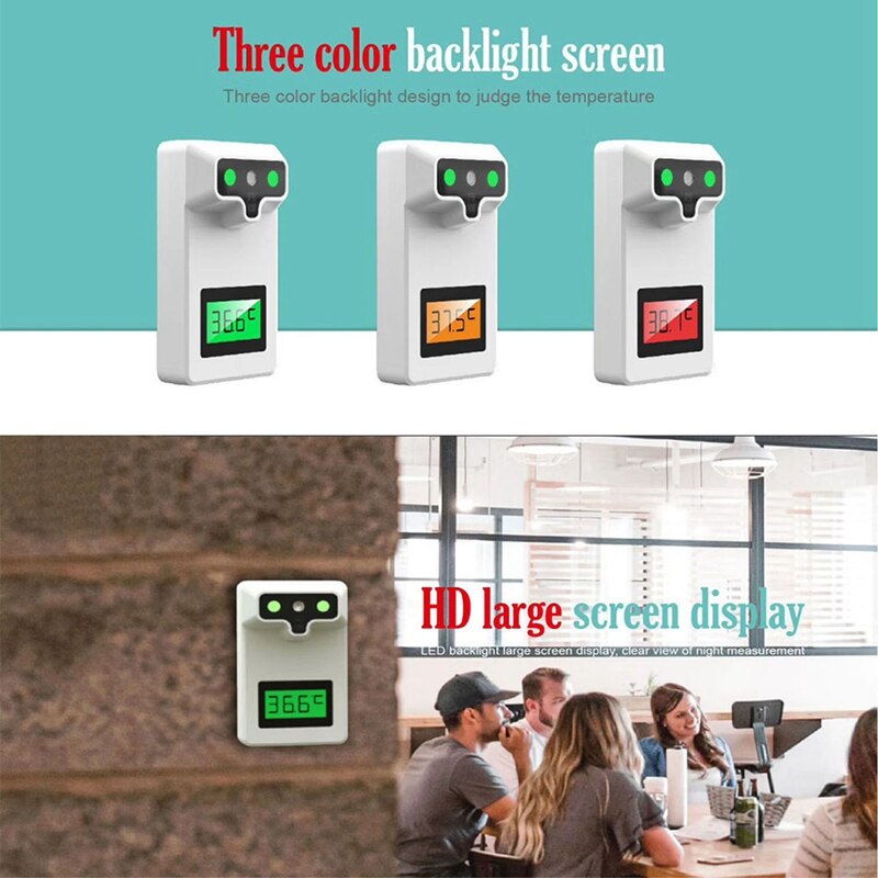 Wall Mount Smart Sensor Automatic Body Temperature Detector Infrared Forehead Thermometer High Temperature Alarm