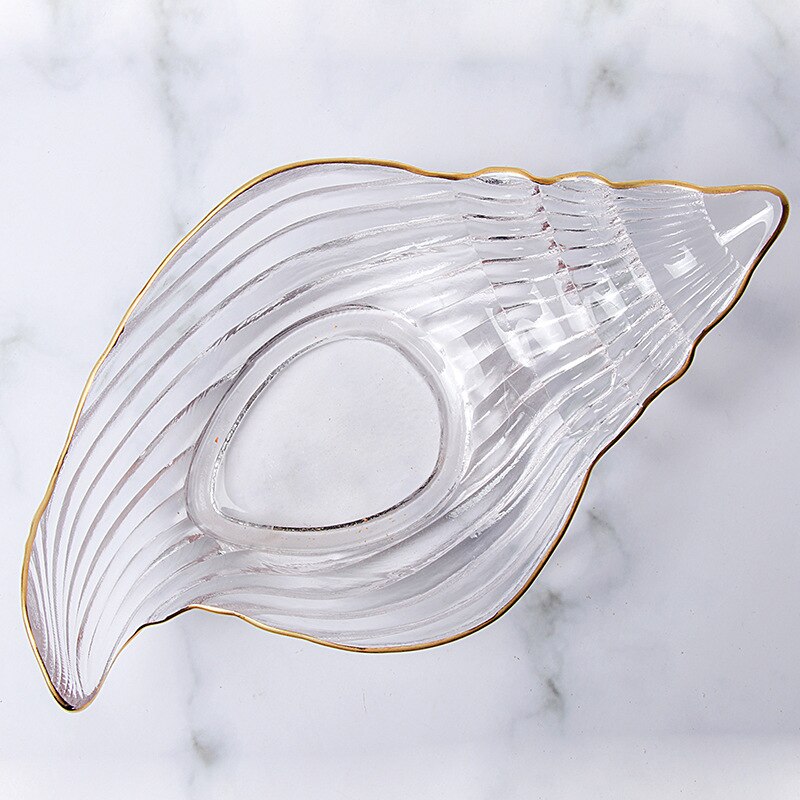 Série océan bol en verre cristal sans plomb, en forme de conque, assiette Phnom Penh, assiette à festons, étoile de mer, collation, salade: Phnom Penh Conch Bow
