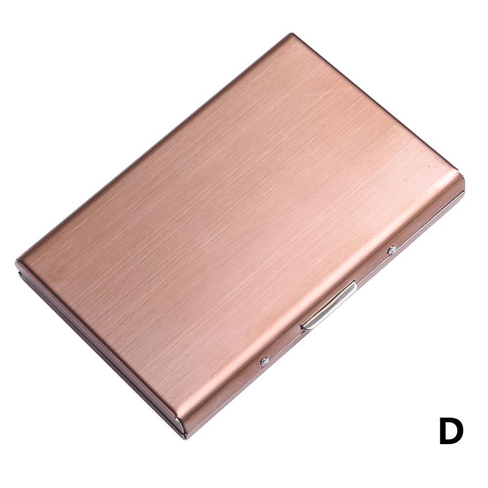 Stål kreditkortshållare fodral bärbar slim anti protect id korthållare för kvinnor män utomhus resor metallfodral plånbok: Rosa guld