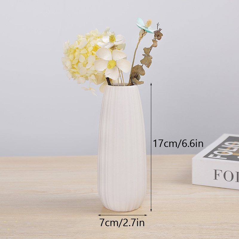 Vilead Keramik Weiß Vase nordisch Minimalismus Stil Kleine Elegante Vasen für Tisch Wohnzimmer Büro Balkon Ornamente für Hause: C