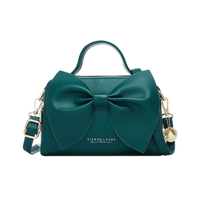 Elegante Vrouwen Lederen Handtassen Vrouwelijke Schouder Crossbody Tassen Voor Vrouwen Handtassen Dames Messenger Handtas Boog: A Dark Green