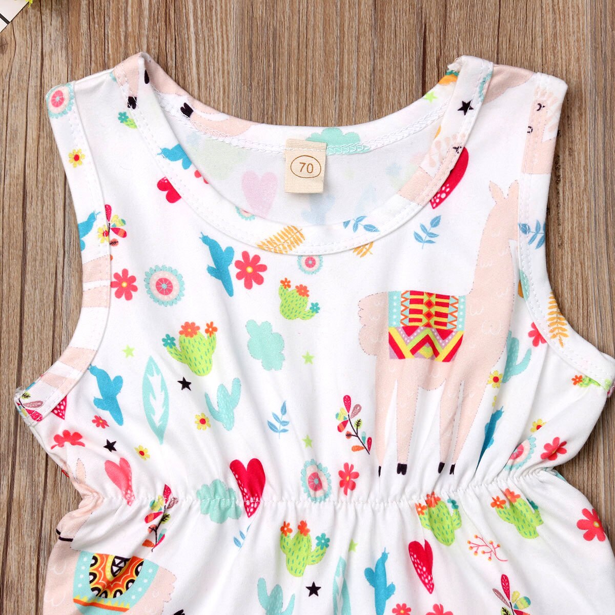 Neue Neugeborenen Kleinkind freundlicher Baby Mädchen Junge Alpaka Bodys Quaste Ball Ärmelloses Drucken Elastische Taille Sommer Overall