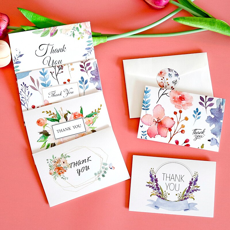 6Sets Bloemen Dank Je Kaart Wedding Party Uitnodiging Enveloppen Kaarten Diy Blank Binnen Vouwen Briefpapier Bericht Kaart