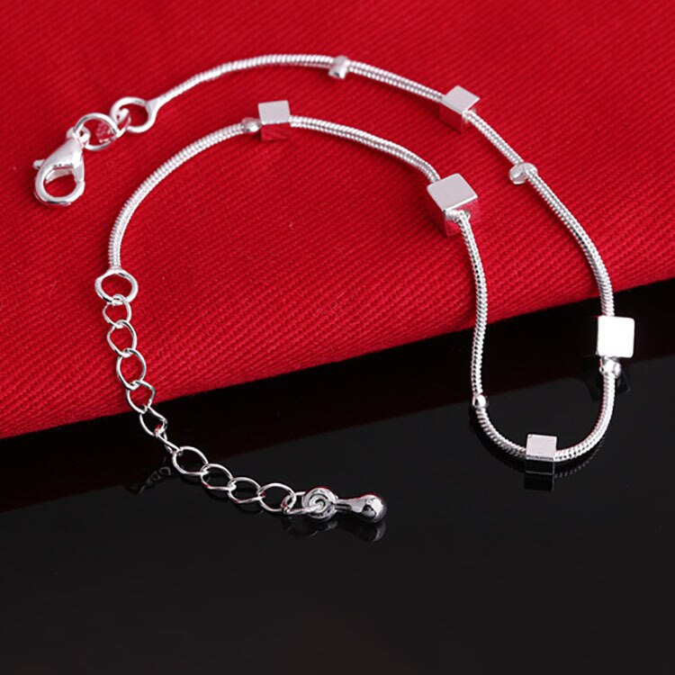 Eenvoudige Vierkante Grid Hamsa Stempel Enkelband Armband Op De Been Voor Vrouwen Zandstrand Plata Plated Chian Op Voet Meisje enkelband