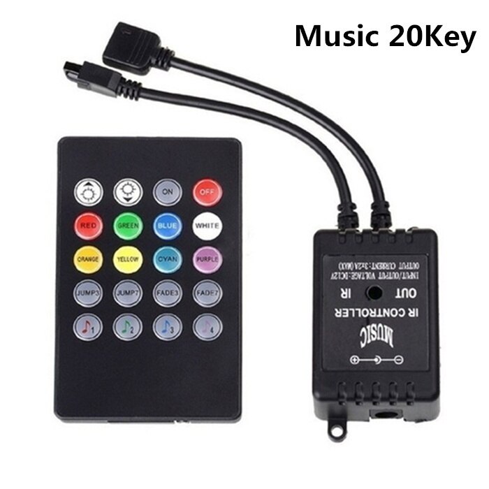 24 Keys 44 Keys LED RGB Controller Music IR Remote Controller Set DC12V Dimmer Control Box For RGB 3528 5050 LED Strip Lights: Music 20 key