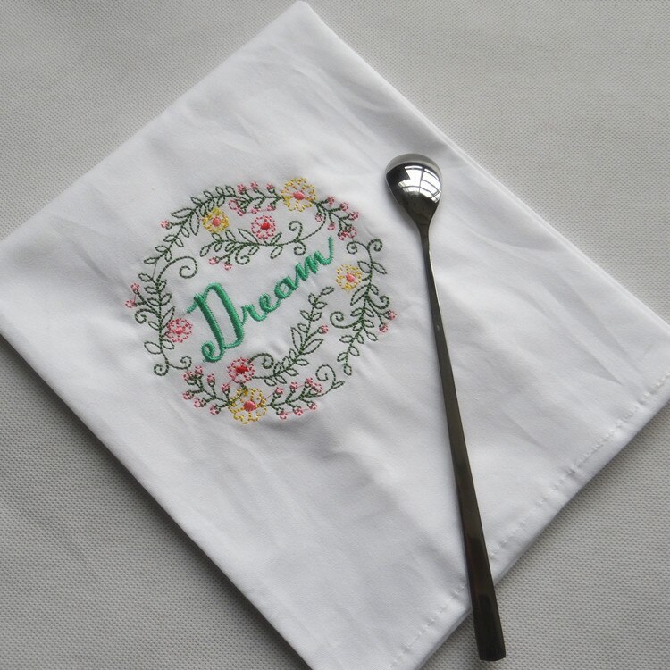 Katoen Wit Geborduurd Wijn Cup Handdoek Thuis Doek Servet Keuken Handdoeken Custom Servetten Placemats: Dream
