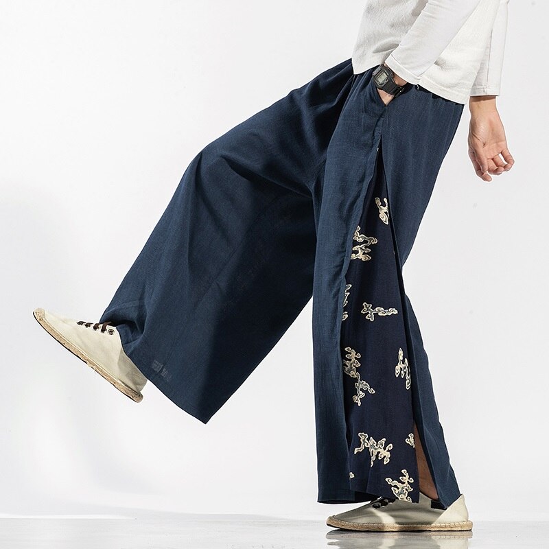 Tangdress i kinesisk stil herre lin bomull kung fu løse japanske kimonobukser brede benbukser herrebunn kung fu bukser 10835