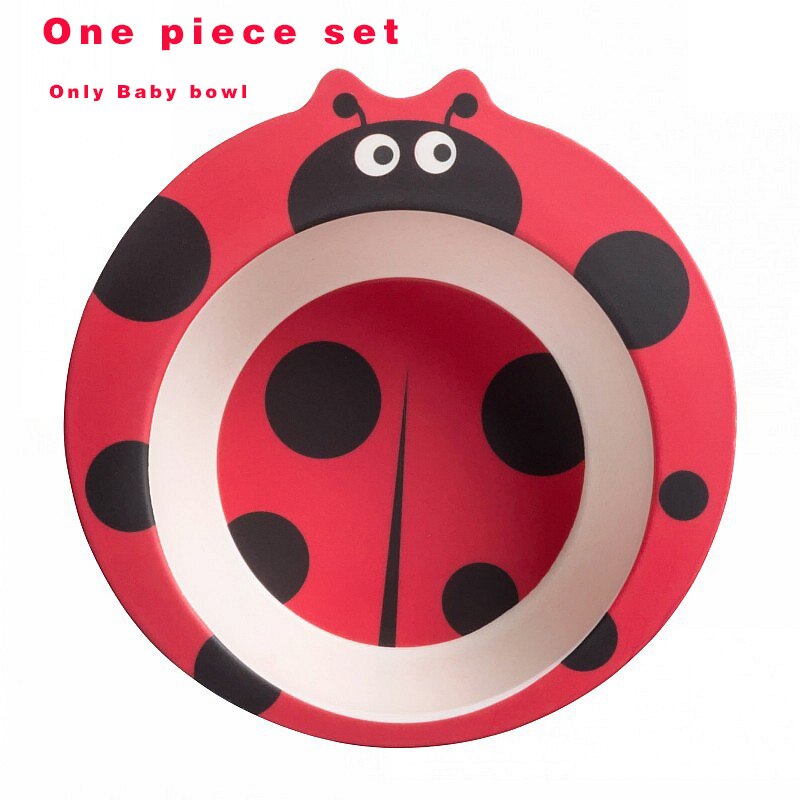 Baby Dishes Set Eco-friendly Bamboo Fiber Dinnerware Cute Cartoon Animal Bowl Tableware for Toddlers Boy Girl WXY010: WXY004