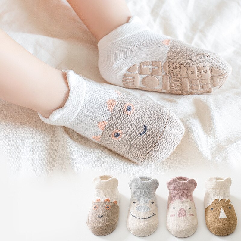 Wecute – chaussettes de sol antidérapantes pour enfants de 1 à 4 ans, pour garçons et filles, printemps et été, fines et respirantes, en coton doux, motif dessin animé