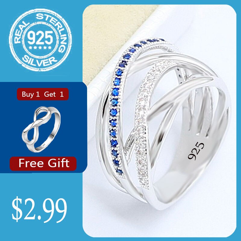 Grün Smaragd Blue Sapphire Hochzeit Schmuck 925 Sterling Silber Ring Für Frauen Mit Freies: 6 / Blue