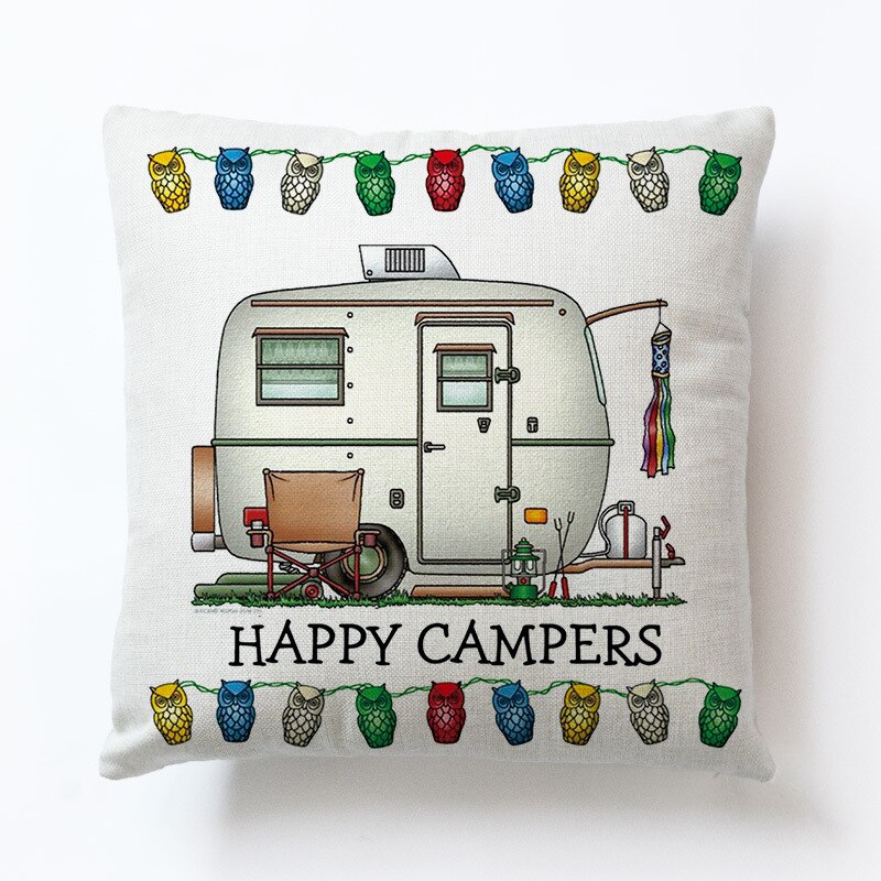 Novel Cartoon Hond Auto Bus Kampeerders Kussenslopen Siësta Kussenhoes Decoratie Sofa Rugleuning 45X45Cm Baby Kids: D5