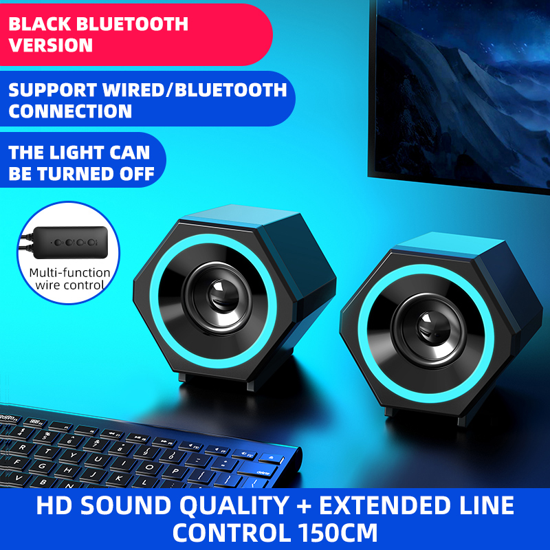 1 Pair Desktop Computer Bluetooth Audio Laptop Mini Speaker Home Desktop USB Wireless Subwoofer Mobile Phone Universal: Bluetooth version