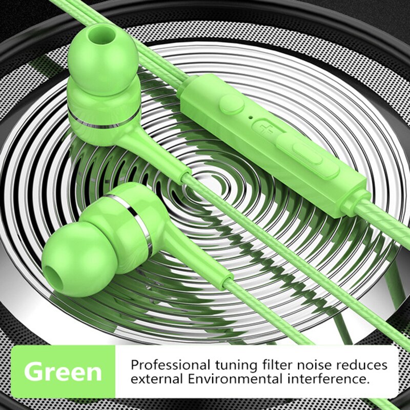 Bedrade Koptelefoon In-Ear Headset Met Microfoon Shock 9D Geluid Mobiele Telefoon Koptelefoon Voor Samsung Iphone Xiaomi Huawei: Green