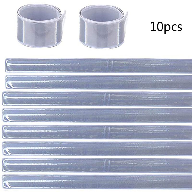 10Pc 38Cm Zichtbare Veiligheid Running Reflecterende Tape Bands Polsbandjes Spoke Reflectoren Fiets Reflecterende Armbanden Armbanden: 7HH1107187-S