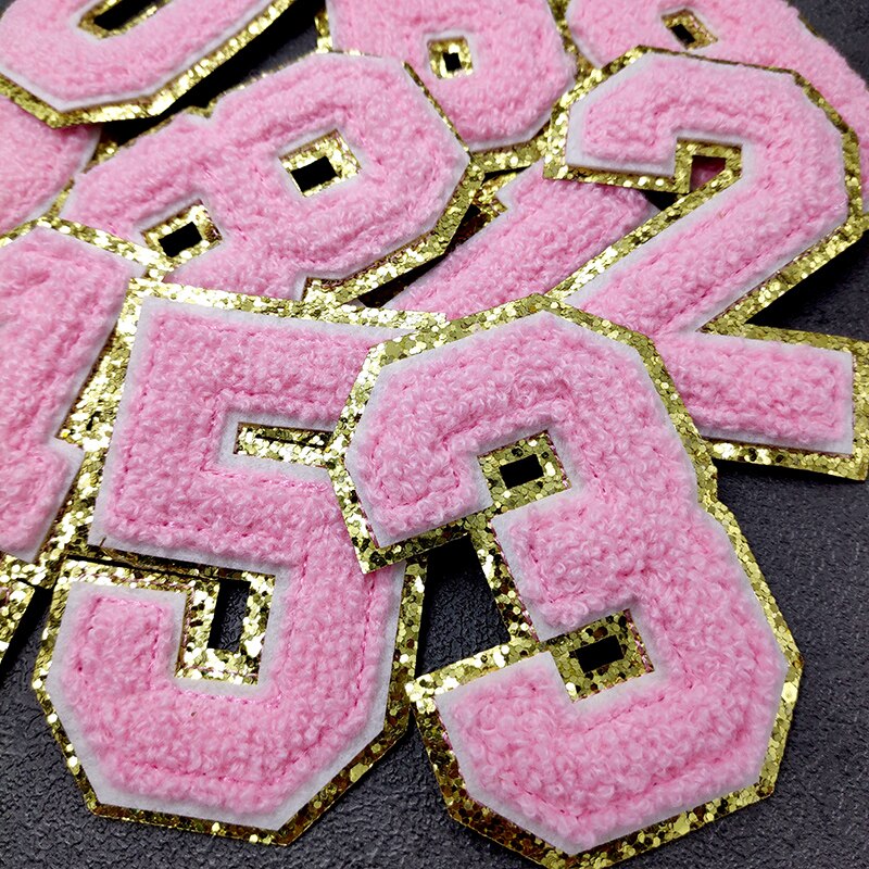 Pink Number 0 1 2 3 4 5 6 7 8 9 Patches For Clothing Embroidery Applique Zero One Two Three Four Five Six Seven Eight Nine