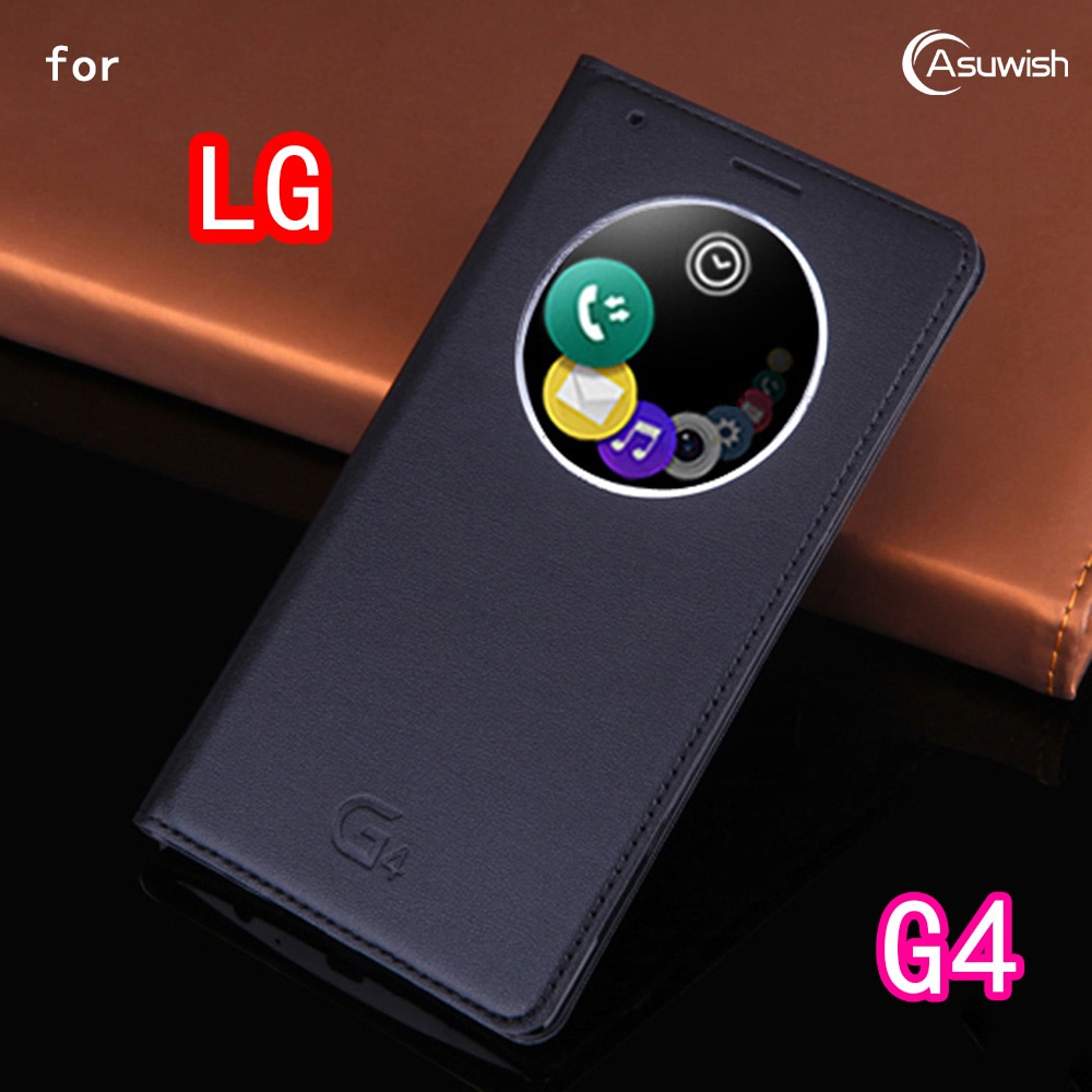 Kapak kapak deri kılıf kılıf LG G4 G 4 LGG4 H818 H815 H810 F500 VS999 telefon kılıfları hızlı akıllı daire görünüm uyku kollu