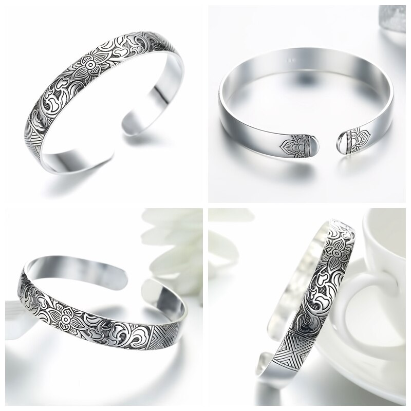 vintage 925 sterling zilver Mannen en vrouwen manchet armband bangles viking indian sieraden Eenvoudige pulseira