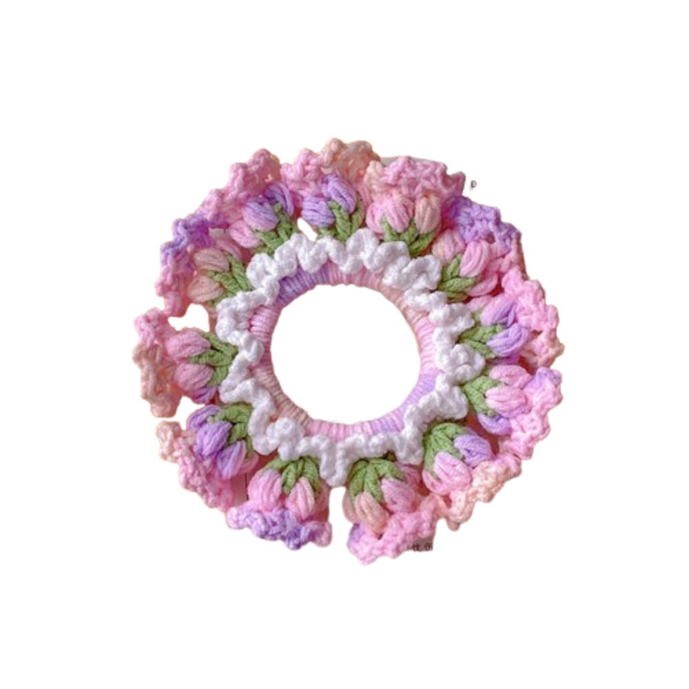 Ręcznie Robione Szydełkowe Kwiaty Dziane Gumki robić Włosów Nakrycia Głowy dla Kobiet Wiosna Lato Flores Convallariae Opaska robić Kucyka Akcesoria robić Włosów: Czerwony