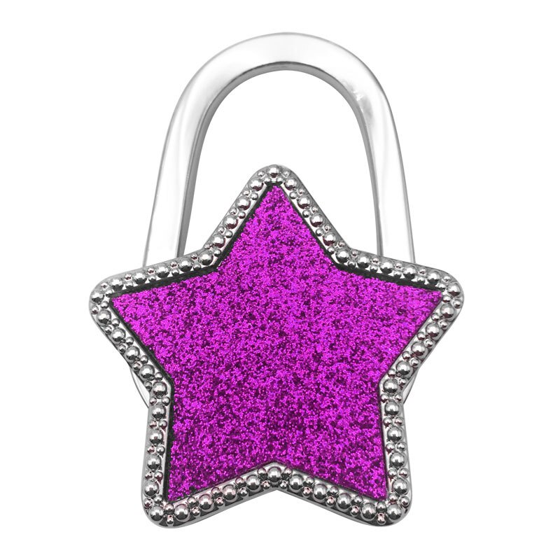 Gancho de bolso de mano portátil, colgador de bolsa plegable de escritorio, soporte de bolso, novedad, Star Degsin: Morado