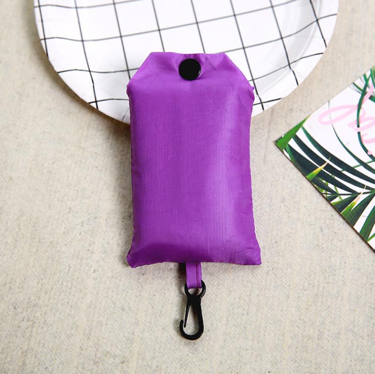 Bolsa de compras de color sólido, ecológica, plegable, reutilizable, portátil, bolso de hombro de poliéster para viajes y comestibles
