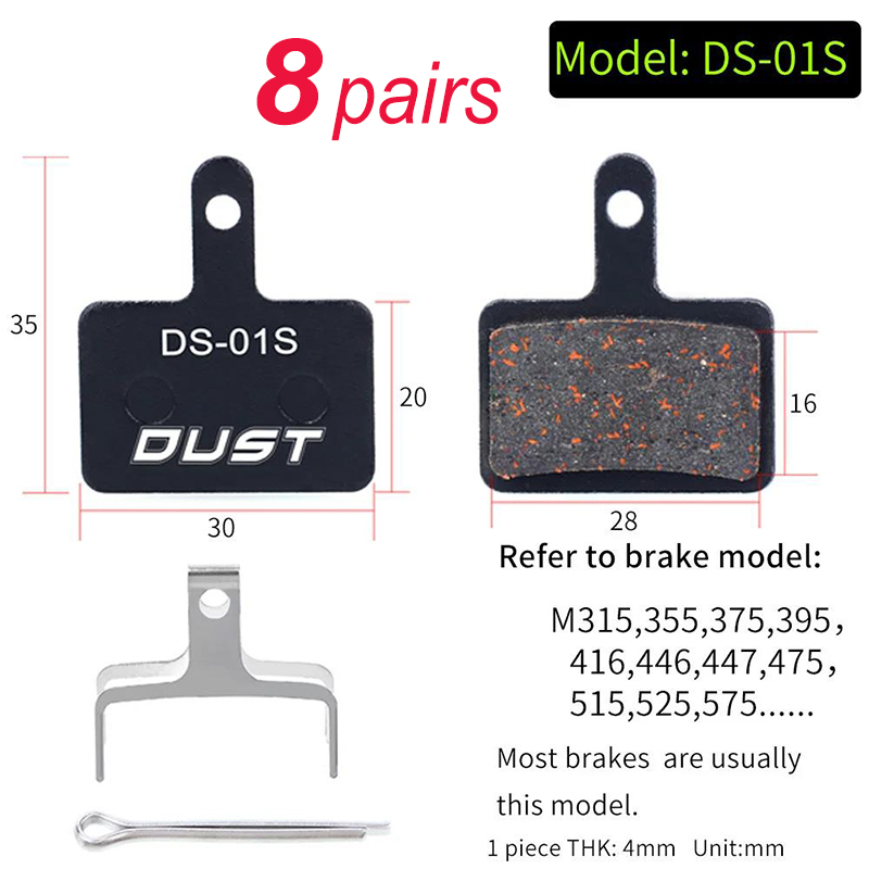 Pastillas de freno de disco hidráulico semimetálico para bicicleta, piezas de bicicleta de montaña MTB para SHIMANO XT XTR M315 SRAM Avid BB5 BB7 E1 E3, 1/2/8 pares