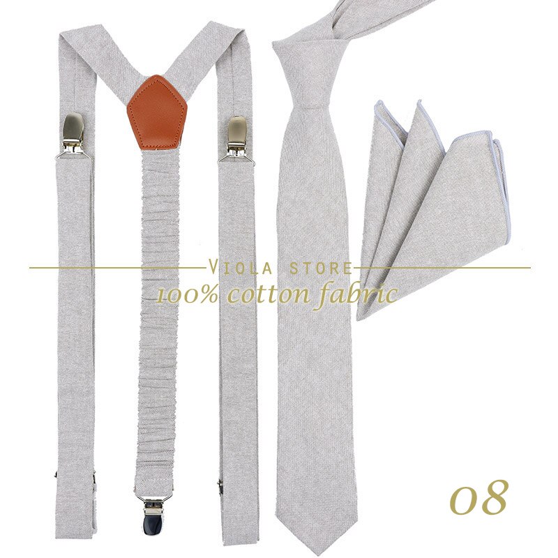 Pfirsichblau-lavendelfarbenes, einfarbiges baumwoll-set mit 2.5cm hosenträgern und 6cm krawatten, krawattenhalter, einstecktuch, verstellbarem riemen, hochzeitsaccessoire: Nr . .08