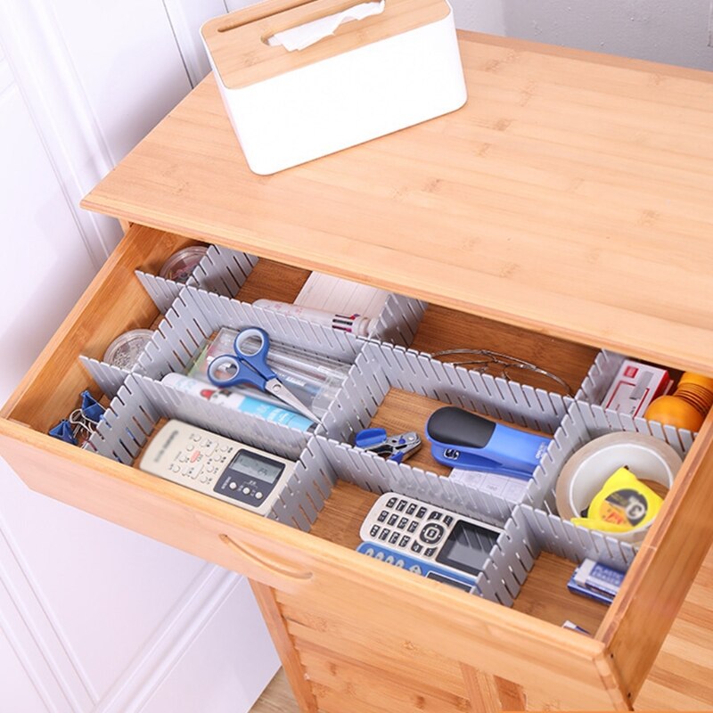 Drawer Dividers, Drawer Divider Organizers 5PCS DIY Plastic Grid Adjustable Plastic Divider Household Storage Makeup
