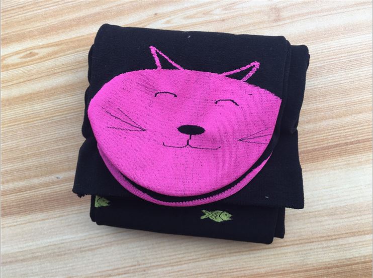 Herbst Frühling kinder mädchen strumpfhosen Samt candy farben Nette Katze Fisch Strumpfhosen für baby kinder Mädchen Strumpfhosen Strumpf: Black