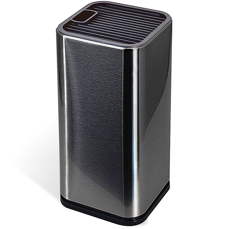 Universal Knife Block, Knife Holder For Kitchen Counter, Stainless-Steel Modern Rectangular with Scissors-slots: Rectangular Black