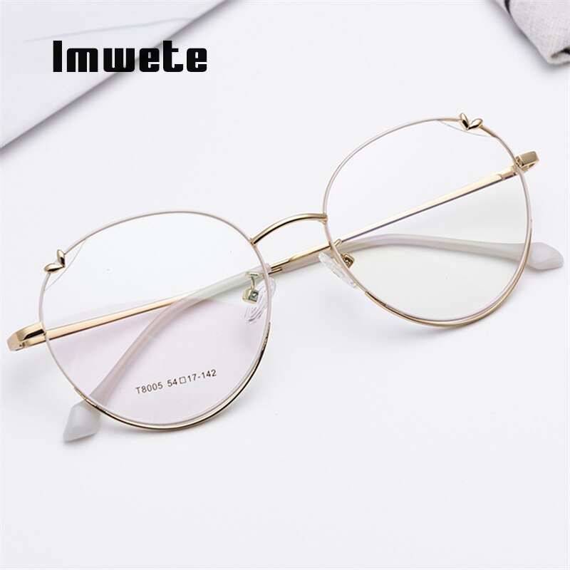 Gafas ópticas metálicas Vintage Imwete, montura de gafas para hombres y mujeres, monturas de gafas con forma de corazón para mujer, gafas transparentes para Miopía