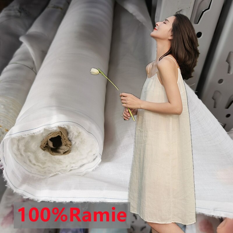Tela de ramio de 100% Natural, tejido fino de verano, estilo chino, para vestido, manualidades, costura, forro de correa interior, 100S